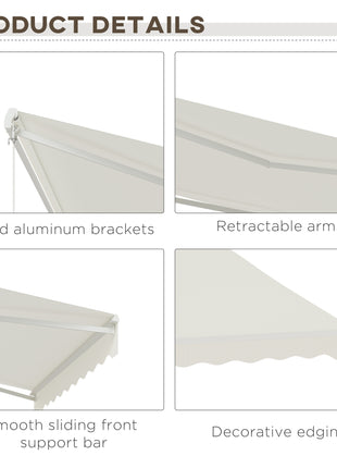 12' x 10' Electric Awning, Retractable Awning, UV Protection Sun Shade Shelter with Remote Controller and Manual Crank Handle for Deck, Balcony, Yard, Cream White