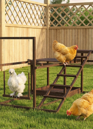 Chicken Perch with Swing, Roosting Bars & 2 Ladders for 4–6 Hens, Wooden