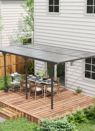 16.5' x 10' Outdoor Polycarbonate Pergola, Transparent UV Blocking Awning, Hardtop Deck Gazebo, Aluminum, Gray