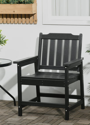 2 Piece All-Weather Patio Chairs, HDPE Patio Dining Chair Set, Heavy Duty Wood-Like Outdoor Furniture, Black