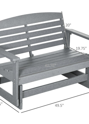 Patio Glider Bench w/ HDPE Slatted Double Rocking Chair, Light Gray