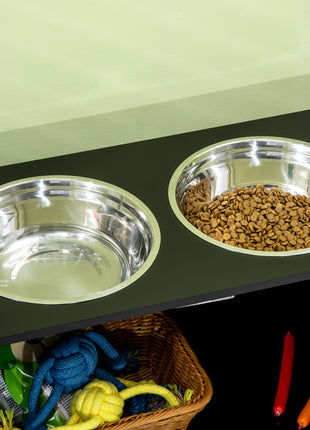 Large Elevated Dog Bowls with Storage Cabinet Containing Large 44L Capacity, Raised Dog Bowl Stand Pet Food Bowl Pet Feeding Station, Black