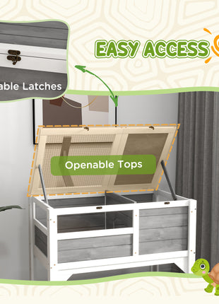 Tortoise Habitat with Shelf Storage Tortoise Gift Accessory with Weather Protection for Indoor, Light Gray