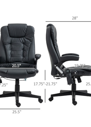 Massage Office Chair, Heated Reclining Computer Chair with 6 Vibration Points, Armrest and Remote, Black