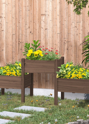 73" x 18" x 32" 3 Tier Raised Garden Bed w/ Three Elevated Planter Box for Vegetables, Herb and Flowers, Coffee