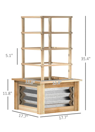 Wooden Raised Garden Bed with Trellis, Galvanized Planter Box Elevated Garden Bed for Garden, Patio, Natural Wood