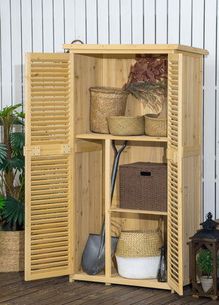 5' x 3' Wooden Garden Storage Shed, Sheds & Outdoor Storage with Asphalt Roof & 2 Large Wood Doors with Lock, Natural