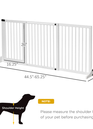 Freestanding Length Adjustable Wooden Pet Gate with Lockable Door 3 Panels, White