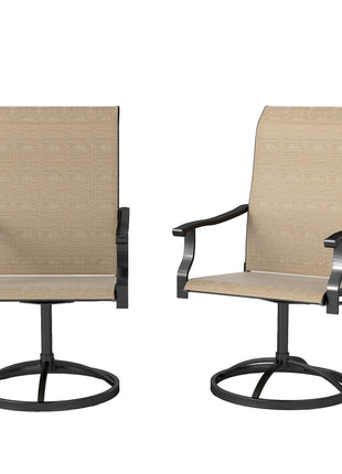 Patio Swivel Chairs Set of 2, High Back Patio Dining Chairs with All-Weather Mesh for Backyard, Lawn, Garden, Brown