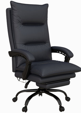 Executive Massage Office Chair with 6 Vibration Points, Microfiber Computer Desk Chair, Heated Reclining Chair with Footrest, Armrest, Double Padding, Charcoal Gray