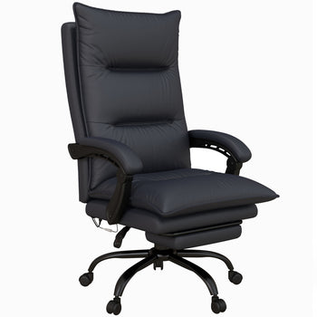 Executive Massage Office Chair with 6 Vibration Points, Microfiber Computer Desk Chair, Heated Reclining Chair with Footrest, Armrest, Double Padding, Charcoal Gray