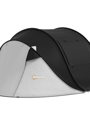 Pop Up Tent with Porch and Carry Bag, 3000mm Waterproof, for 2-3 People Camping Hiking, Black