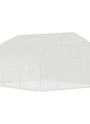 11.5' x 10' x 6.5' Walk-in Tunnel Greenhouse, Green House with Zippered Mesh Door, 7 Mesh Windows & Roll-up Sidewalls, Upgraded Gardening Plant Hot House with Galvanized Steel Hoops, White