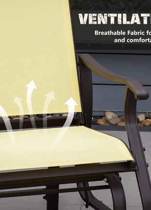 Outdoor Glider Chair, Gliders for Outside Patio with Steel Frame and Mesh Fabric for Backyard, Garden, and Porch, Beige