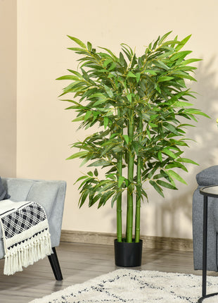 4.5FT Artificial Bamboo Tree, Decorative Faux Plant in Nursery Pot for Indoor or   Decor