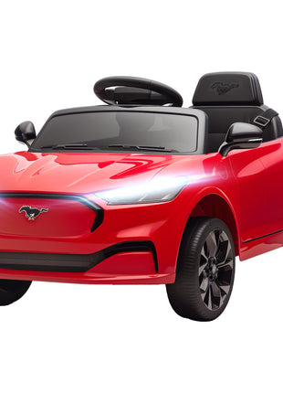 12V Kids Ride On Car, Licensed Ford Mustang Mach-E Electric Car with Remote Control, LED Light, Music, Red