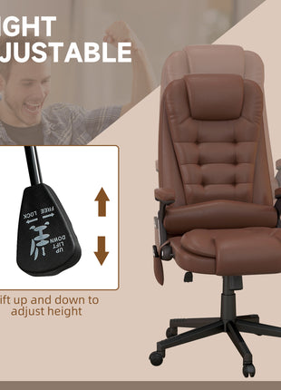Massage Office Chair, Heated Reclining Computer Chair with 6 Vibration Points, Armrest and Remote, Brown