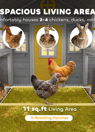 Wooden Chicken Coop, Hen House for 2-4 Hens, Outdoor Playhouse Poultry Cage with Nesting Boxes, Waterproof Roof, Windows