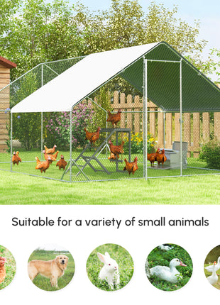 10' x 20' x 6.5' Chicken Coop Cage, Outdoor Hen House w/Cover & Lockable Door