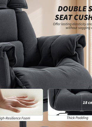 High Back Office Chair, Reclining Desk Chair with Footrest, High Resilience Foam, Rolling Wheels, Dark Gray