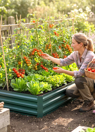 95" x 36" x 12" Galvanized Raised Garden Bed, Easy DIY and Cleaning for Growing Flowers, Herbs, Succulents, Green