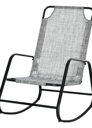 Garden Rocking Chair, Outdoor Indoor Sling Fabric Rocker for Patio, Balcony, Porch, Gray and Brown