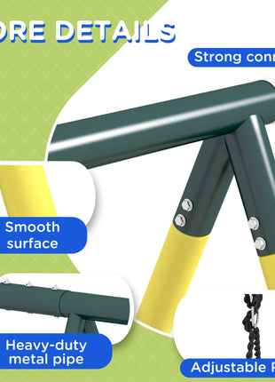 Metal Swing Set for Backyard 5 in 1 Design Holds up to 440 lbs. for Ages 3-8, Yellow