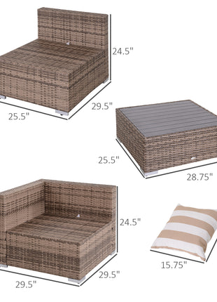 Modern Rattan Patio Furniture Set, 7-Piece Outdoor Wicker Sofa Set with Cushions for Home & Family Gatherings, Gray
