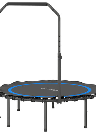 45" Rebounder Trampoline for Adults, Foldable Mini Trampoline with Adjustable Handle Bar for Indoor Outdoor, Blue
