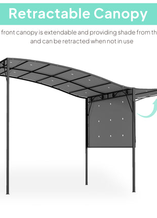 10' x 8' Outdoor Pergola and Patio Gazebo for Garden, Camper, Deck, Doors and Windows, Dark Gray