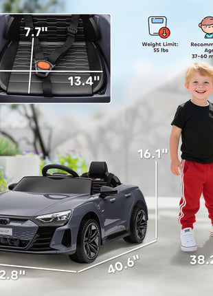 12V Licensed Audi RS E-tron GT Kids Ride on Car with Remote Control, Suspension, Horn, Music, Lights, Gray