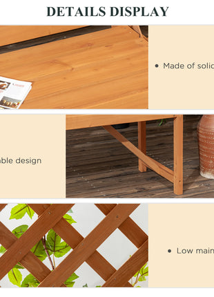 Patio Garden Bench, Wooden Bench, Outdoor Bench for Vines/Climbing Plants, Brown