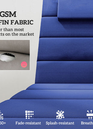 Foldable Chaise Lounge Cushion Set of 2, Outdoor Lounge Chair Cushion Set, UPF50+ 230gsm Olefin, 80" x 26" Dark Blue
