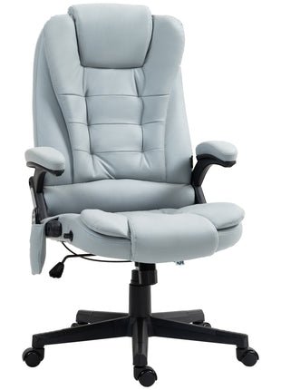 6 Point Vibrating Massage Office Chair with Heat, Microfiber Massage Desk Chair with Reclining Backrest, Light Gray