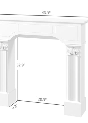 Baroque Fireplace Mantle, Freestanding Fireplace Surround for Electric Fireplaces, 43.3" W x 42.8" H, White