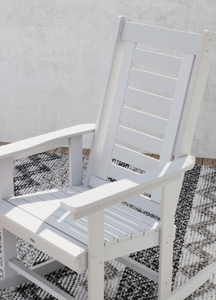 2 Pieces Outdoor Rocking Chairs, HDPE Patio Rockers with 28" High Back, Wide Armrests for Porch Backyard, White