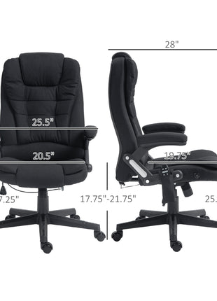 6 Point Vibrating Massage Office Chair with Heat, Linen High Back Massage Desk Chair with Reclining Backrest, Black