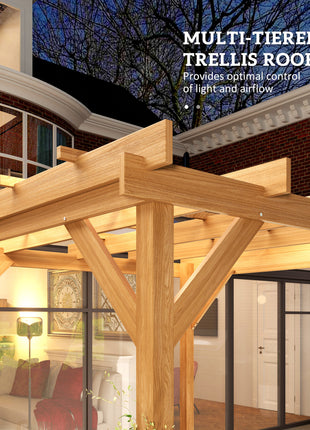 6.6' x 6.6' Wood Pergola, Outdoor Gazebo Grape Trellis with Stable Structure for Climbing Plant Support, Dark Brown