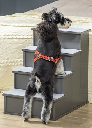 Pet Stairs, Small Dog Steps for Couch Bed with Cushioned Removable Covering, 15.75" x 23.25" x 21.25", Grey