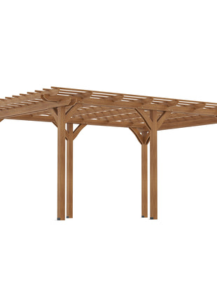 12' x 16' Outdoor Pergola Grape Trellis, Wood Gazebo for Climbing Plants at Garden, Patio, Backyard, Deck, Brown