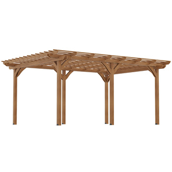 12' x 16' Outdoor Pergola Grape Trellis, Wood Gazebo for Climbing Plants at Garden, Patio, Backyard, Deck, Brown