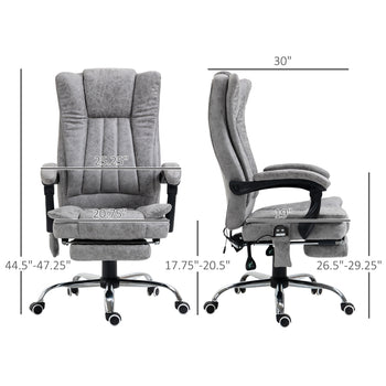 Massage Office Chair with 6 Points and Heat, Reclining Computer Chair with Adjustable Height and Footrest, Gray