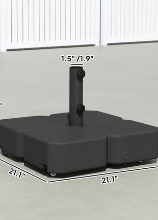 Patio Umbrella Base with Wheels Outdoor Umbrella Stand Holder for 1.5"/1.9" Poles Black