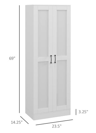 White Storage Cabinet with Adjustable Shelves and Tall Design, for Kitchen Storage , Perfect for Home Use and Family Organization