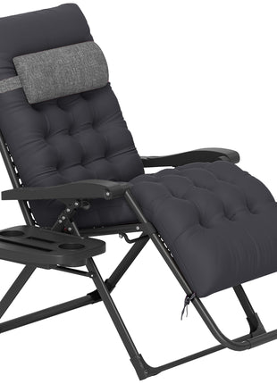 Padded Zero Gravity Chair, Folding Recliner Chair with Cup Holder Cushion, Black