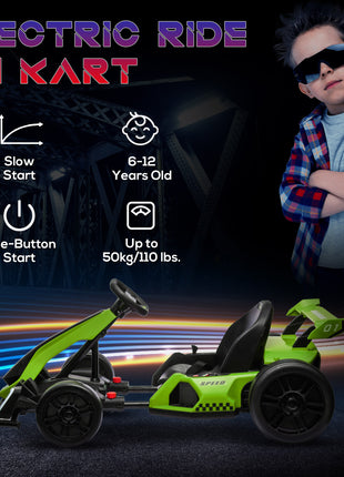 24V 7.5 MPH Electric Go Kart with Adjustable Seat, Slow Start, Green