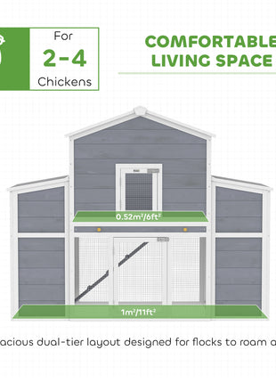 66.5" Large Chicken Coop, Wooden Chicken House with 2 Nesting Boxes, Sliding Tray & Ramp, for Backyard Farm