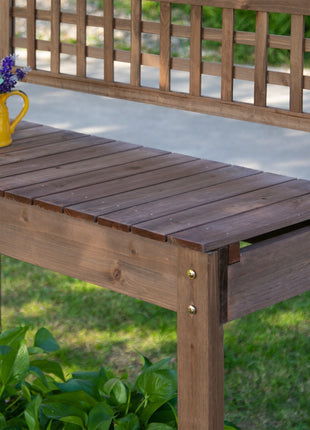 Outdoor Potting Bench Table, Wooden Workstation with Sliding Tabletop, Storage Shelf and Dry Sink, for Greenhouse, Garden, Patio, Brown