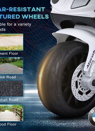 6V 3 Wheeled Electric Motorcycle, Kids Motorcycle Licensed BMW with Headlight, Music, Black