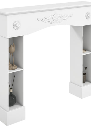 Baroque Fireplace Mantel, Freestanding Fireplace Surround with Leg for Electric Fireplaces, 45.3" W x 39.4" H, White